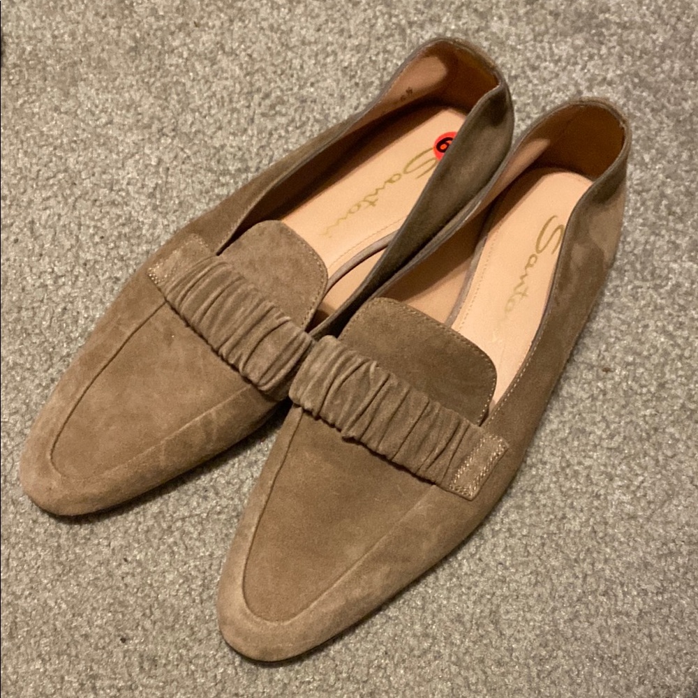 Santoni women’s Brown Suede Slip-Ons